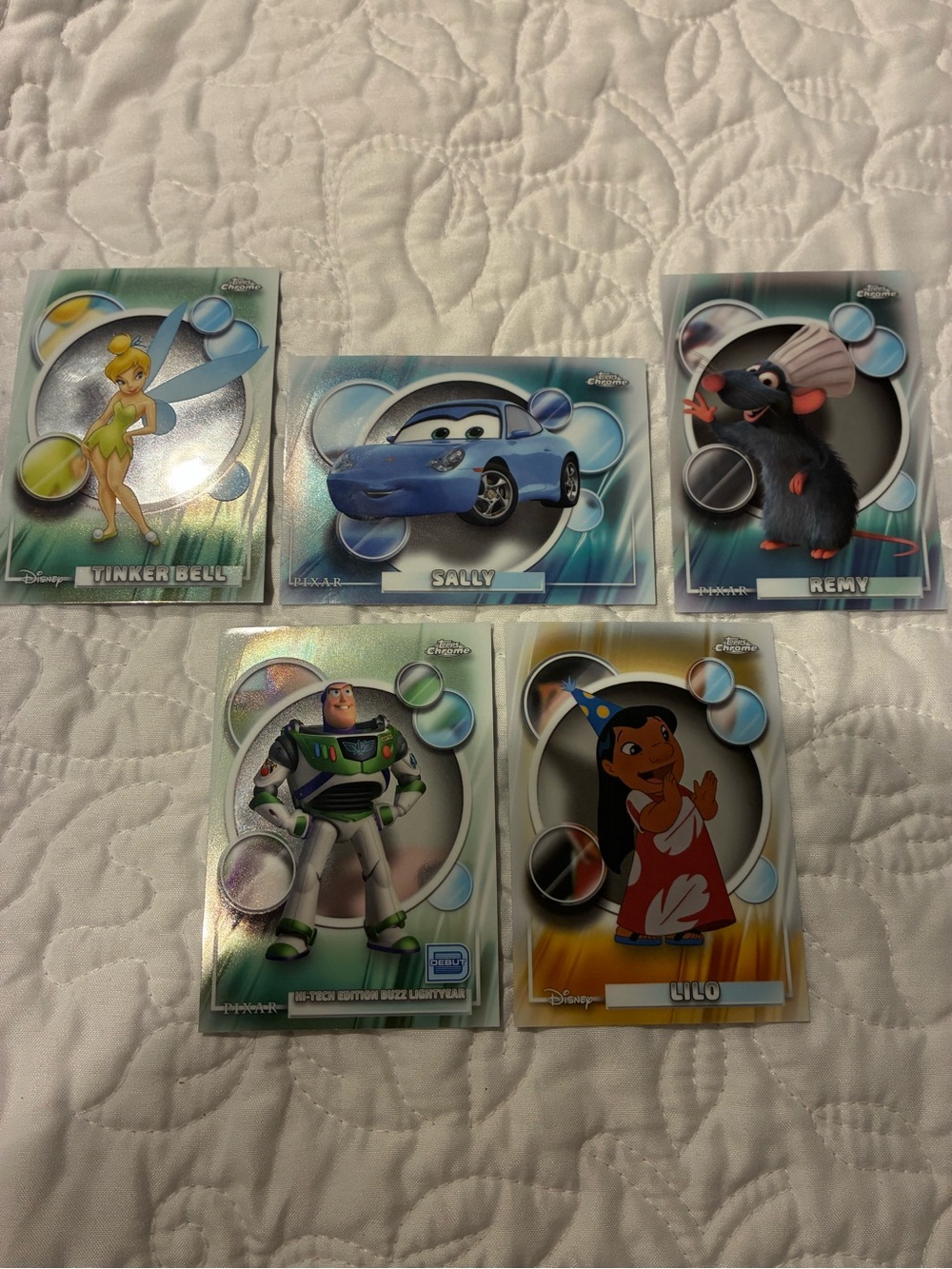 Disney Holographic Character Trading Cards - Green, Blue, Black, Yellow, Brown